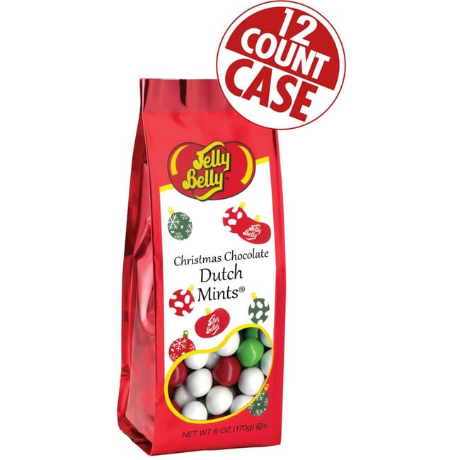 Christmas Chocolate Dutch Mints - 6 oz Gift Bags - 12-Count Case