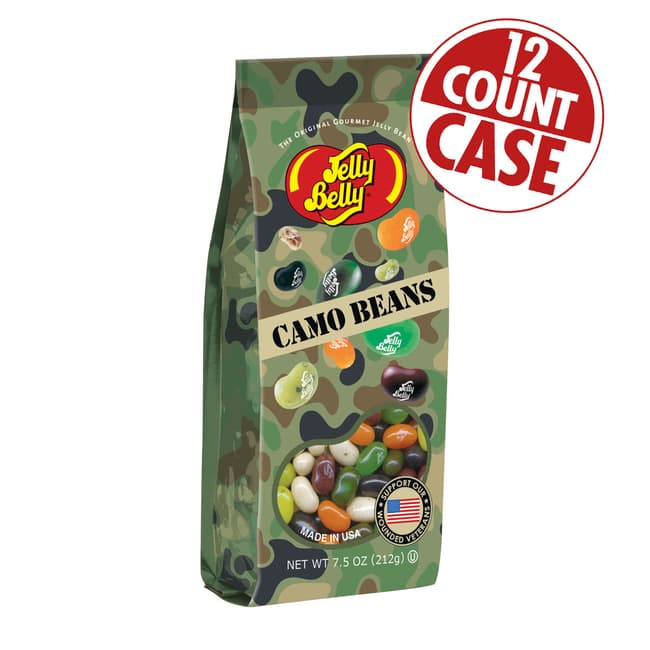 Camo Jelly Beans - 7.5 oz Gift Bag - 12 Count Case