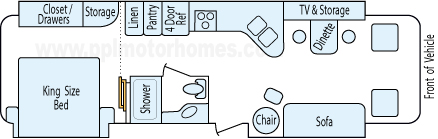 35' 2012 Winnebago Sightseer w/3 Slides Floorplan