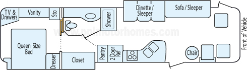 35' 2004 Winnebago Adventurer w/2 Slides Floorplan