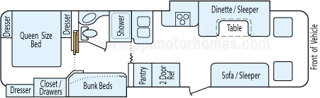 32' 2010 Winnebago Vista Bunkhouse w/2 Slides - Bunk House Floorplan