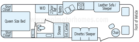 34' 2011 Four Winds Hurricane w/2 Slides Floorplan