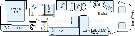 39' 2015 Itasca/Winnebago Suncruiser w/3 Slides Floorplan