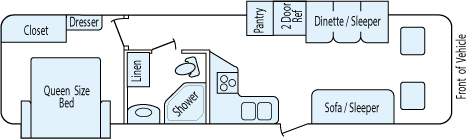 33' 2008 Coachmen Mirada w/2 Slides Floorplan