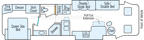 37' 2008 Damon Challenger w/3 Slides Floorplan
