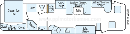 38' 2007 Fleetwood Pace Arrow w/3 Slides Floorplan