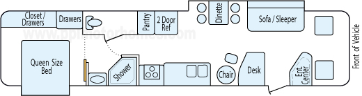 38' 2004 Damon Challenger w/2 Slides Floorplan