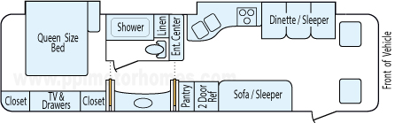 32' 2012 Coachmen Mirada w/2 Slides Floorplan