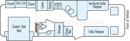 34' 2012 Newmar Bay Star w/2 Slides Floorplan