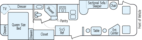 36' 2002 Rexhall Rexair w/2 Slides Floorplan