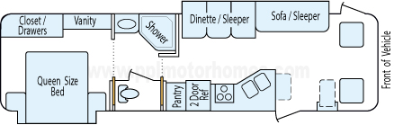 32' 2002 Winnebago Adventurer w/2 Slides Floorplan