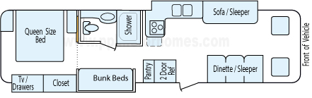 33' 2013 Thor Windsport With Bunks w/2 Slides Floorplan