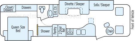 34' 2012 Thor Hurricane w/2 Slides Floorplan
