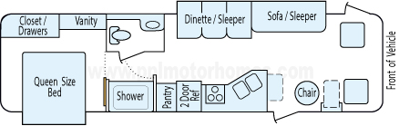 31' 2002 Winnebago Adventurer w/2 Slides Floorplan