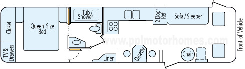 35' 1991 Fleetwood Pace Arrow Floorplan