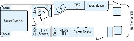 33' 1998 Winnebago Chieftain w/Slide Floorplan