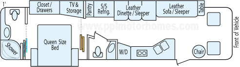 36' 2007 Fleetwood Pace Arrow w/2 Slides Floorplan