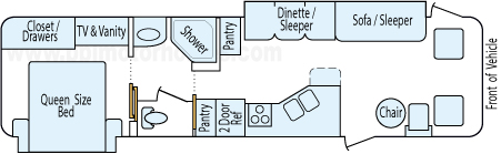 34' 2004 Winnebago Adventurer w/2 Slides Floorplan