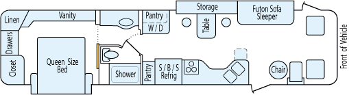36' 2000 Fleetwood Pace Arrow w/2 Slides Floorplan