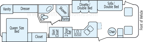34' 2002 Forest River Windsong w/2 Slides Floorplan