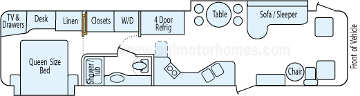 38' 2002 Fleetwood Pace Arrow w/2 Slides Floorplan