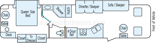 37' 2005 Safari Monaco RV Safari w/3 Slides Floorplan