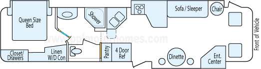 39' 2005 Winnebago Adventurer w/3 Slides Floorplan