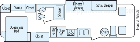 35' 2004 Winnebago Sightseer w/2 Slides Floorplan