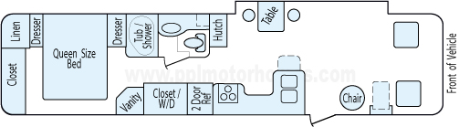 36' 1998 National RV Tropical w/Slide Floorplan