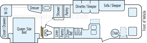 34' 2004 Winnebago Brave w/2 Slides Floorplan