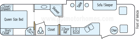 34' 1996 Holiday Rambler Endeavor w/Slide Floorplan