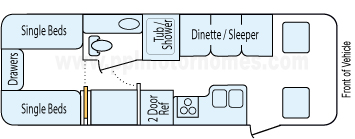 25' 1997 Fleetwood Southwind Storm Floorplan