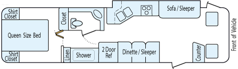 33' 1998 Winnebago Chieftian w/Slide Floorplan