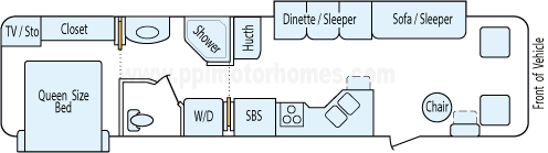 36' 2002 National RV Dolphin Lx w/2 Slides Floorplan