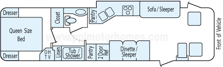 33' 1999 Winnebago Adventurer w/Slide Floorplan