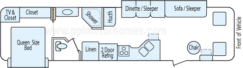 36' 2003 National RV Dolphin Lx w/2 Slides Floorplan