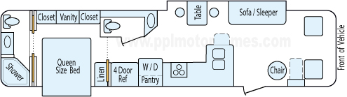 36' 2002 Holiday Rambler Admiral Bath & Half w/2 Slides Floorplan