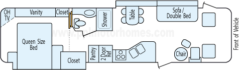 35' 2005 Winnebago Adventurer w/2 Slides Floorplan