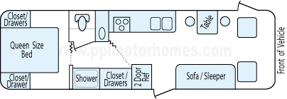 29' 1999 Tiffin Allegro Floorplan