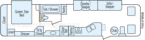 35' 2004 Coachmen Aurora w/2 Slides Floorplan