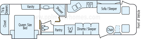 36' 2000 Fleetwood Southwind w/2 Slides Floorplan