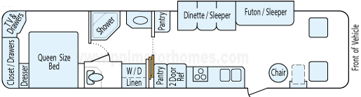 37' 1998 Fleetwood Bounder w/Slide Floorplan