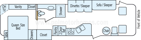 35' 2001 Winnebago Adventurer w/2 Slides Floorplan