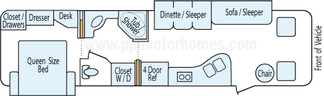 36' 2002 Fleetwood Pace Arrow w/2 Slides Floorplan
