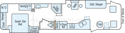 38' 2003 Winnebago Adventurer w/2 Slides Floorplan