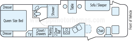 33' 2001 Winnebago Adventurer w/Slide Floorplan