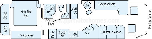 36' 2014 Allegro Red By Tiffin 340hp Cummins w/4 Slides Floorplan
