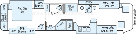 42' 2006 Fleetwood American Tradition 400hp Caterpillar w/4 Slides Floorplan