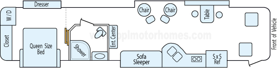40' 2008 Tiffin Allegro Bus 425hp Cummins w/4 Slides Floorplan