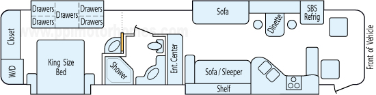 42' 2008 Monaco Camelot 400hp Cummins w/4 Slides Floorplan